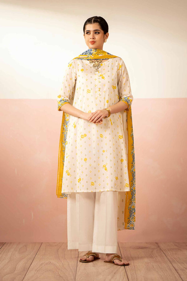 Nishat Linen Stitched Lawn 3 Piece 1225 - Salai - Nishat Linen 