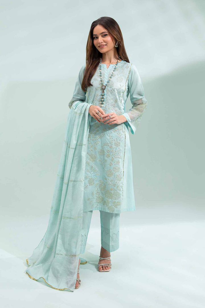 Nishat Linen Stitched 3 Piece Festive 1296 - Salai - Nishat Linen 