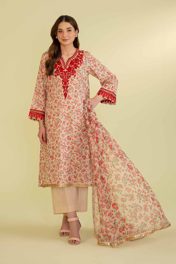 Nishat Linen Stitched 3 Piece Festive 1298 - Salai - Nishat Linen 