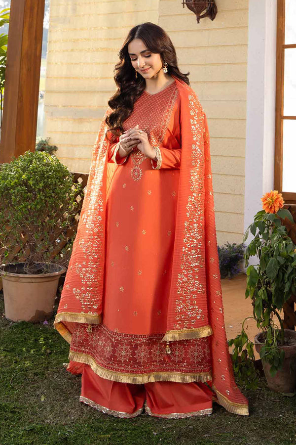 Nishat Linen Stitched 3 Piece Festive 1353 - Salai - Nishat Linen 