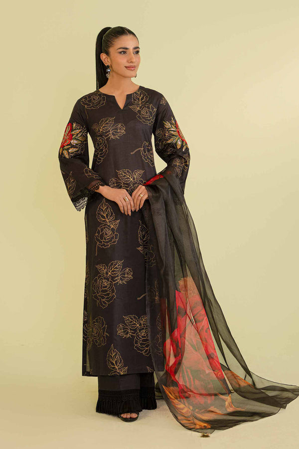 Nishat Linen Stitched 3 Piece Festive 1395 - Salai - Nishat Linen 