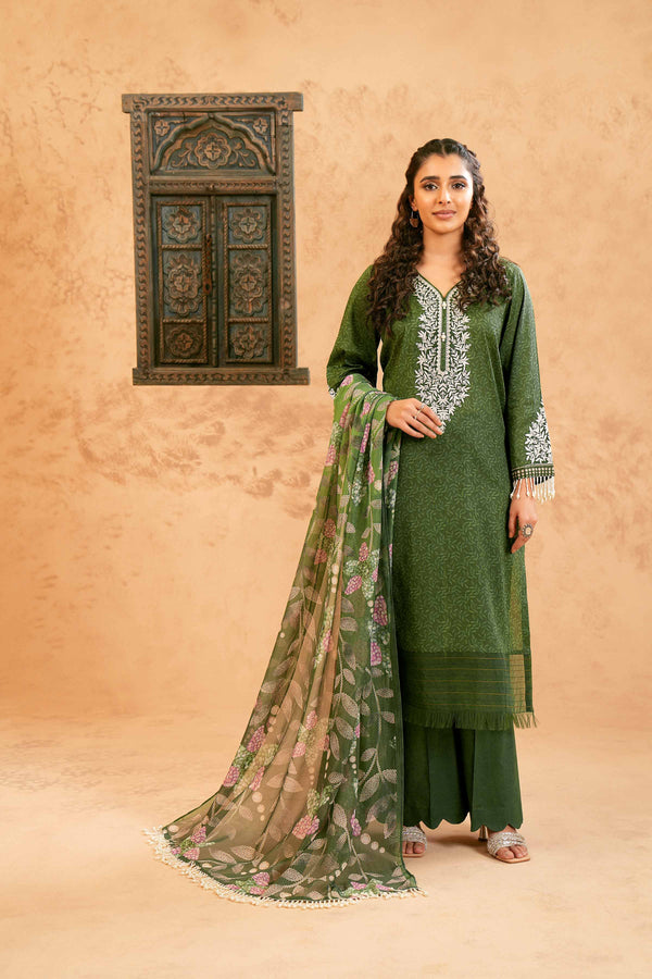 Nishat Linen Stitched 3 Piece Festive 1421 - Salai - Nishat Linen 