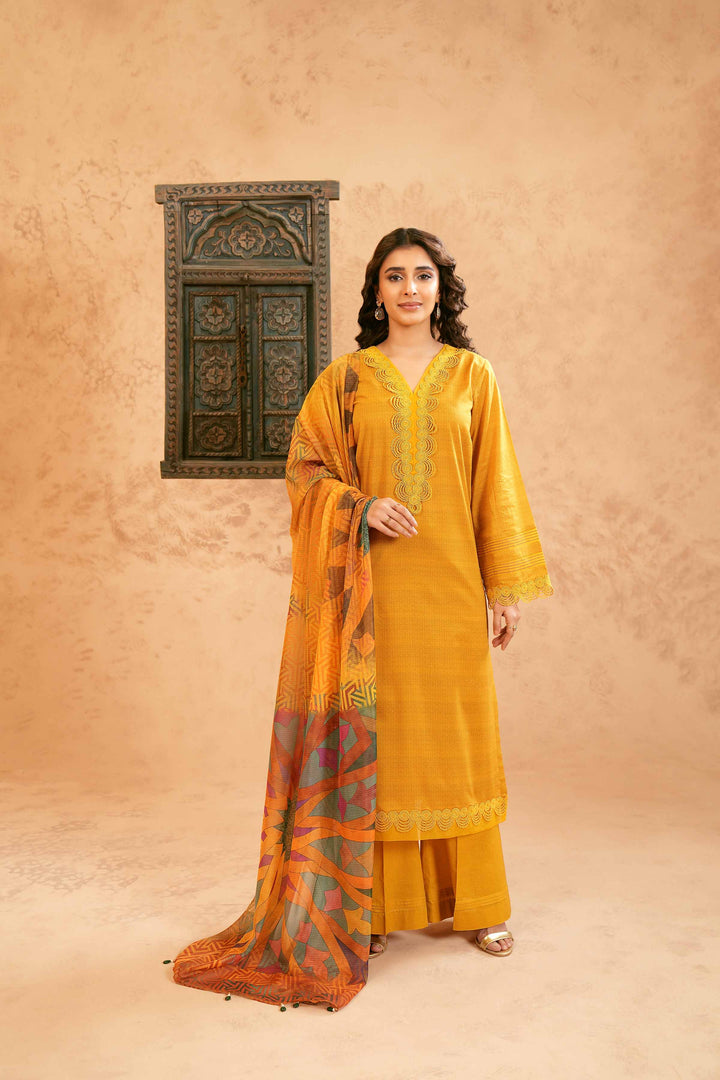 Nishat Linen Stitched 3 Piece Festive 1423 - Salai - Nishat Linen 