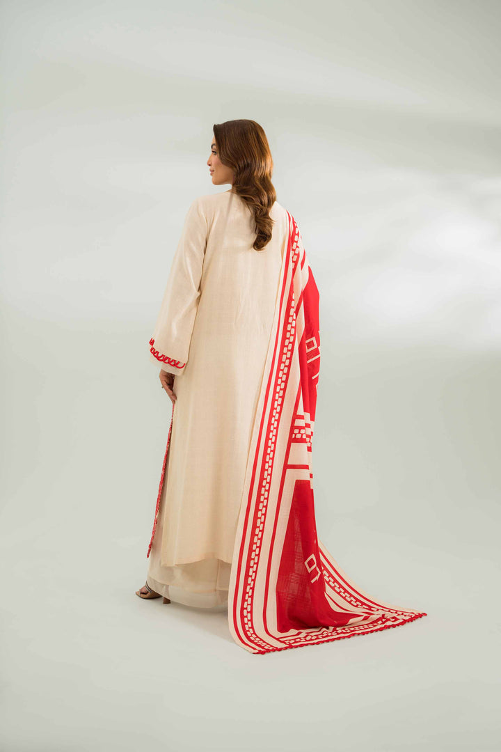 Nishat Linen Stitched 3 Piece Festive 1447 - Salai - Nishat Linen 