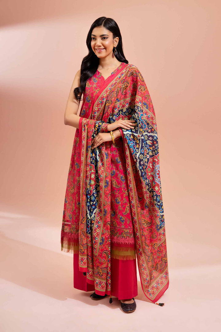 Nishat Linen Stitched 3 Piece Festive 1489 - Salai - Nishat Linen 