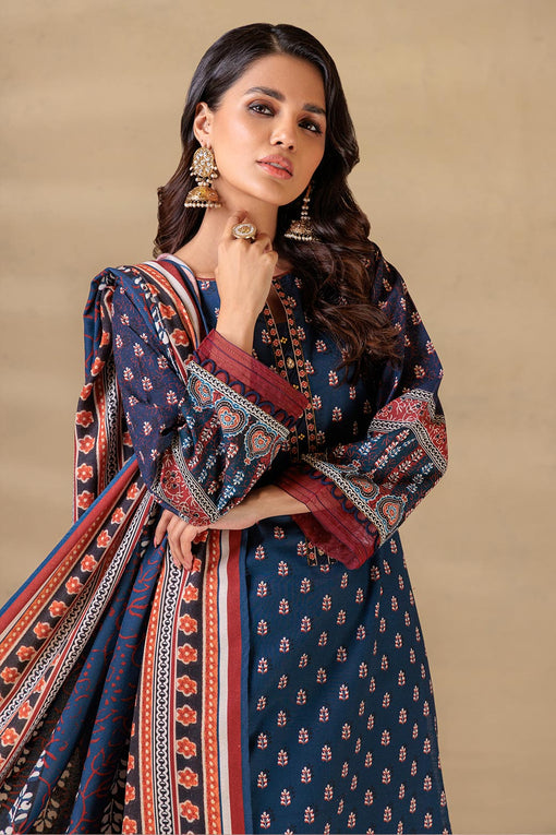 LADIES UN-STITCHED LAWN SUITS AWR223P18 UX23 - Salai - Bonanza Satrangi 