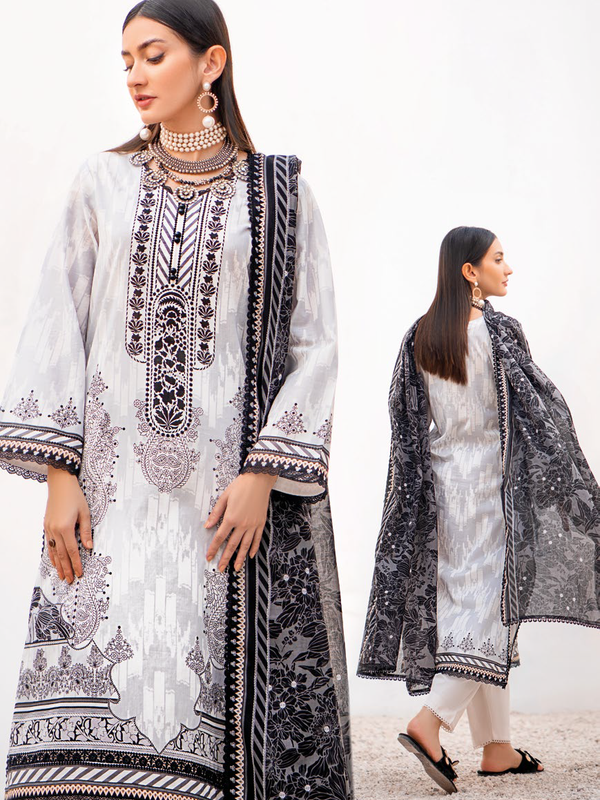 Gul Ahmed Stitched Lawn 2024 3 Piece B-42009 - Salai - Gul Ahmed 