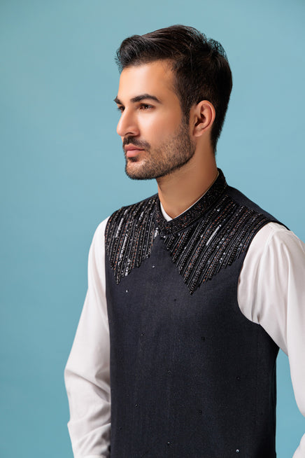 BLACK - WAIST COAT (BWR-529) - Salai - Bonanza Satrangi 