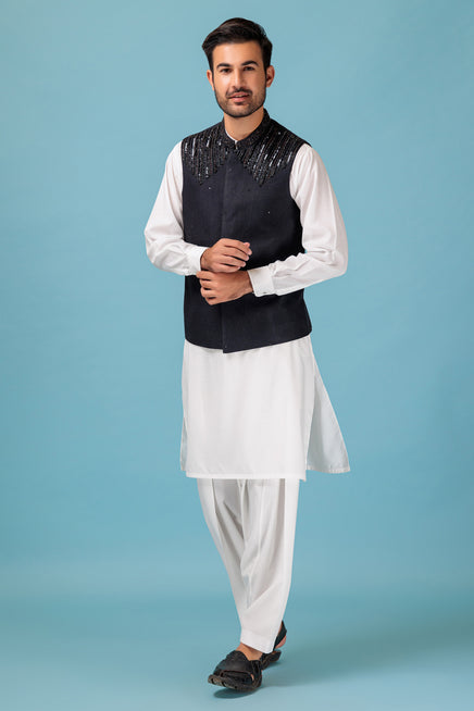 BLACK - WAIST COAT (BWR-529) - Salai - Bonanza Satrangi 