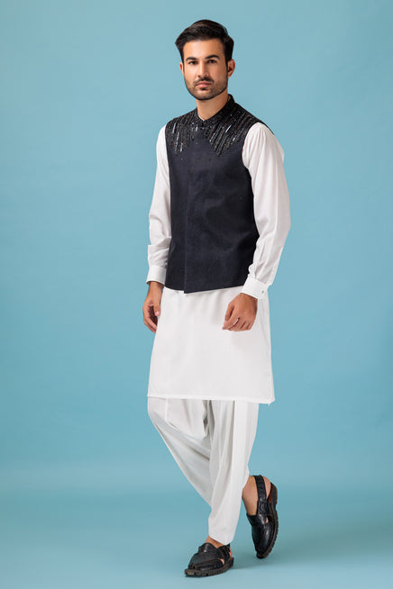 BLACK - WAIST COAT (BWR-529) - Salai - Bonanza Satrangi 