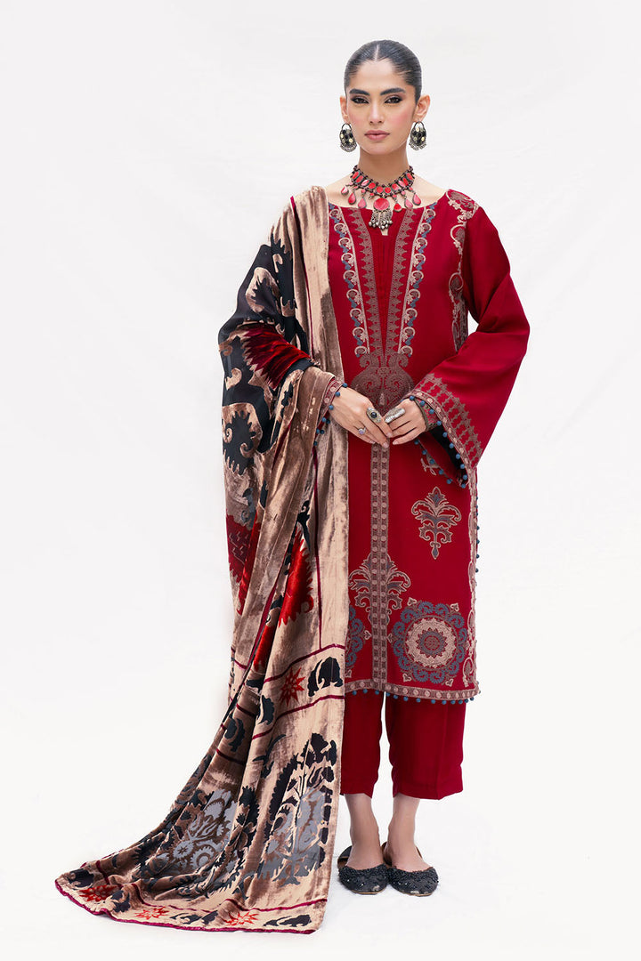 Gul Ahmed Stitched Velvet 3 Piece BVL#52002 J(38) - Salai - Gul Ahmed RTW Winter 2025 