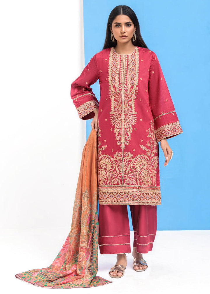 Red-Cotton Silk-3 Piece (WPS25FE3052) - Salai - Salai 