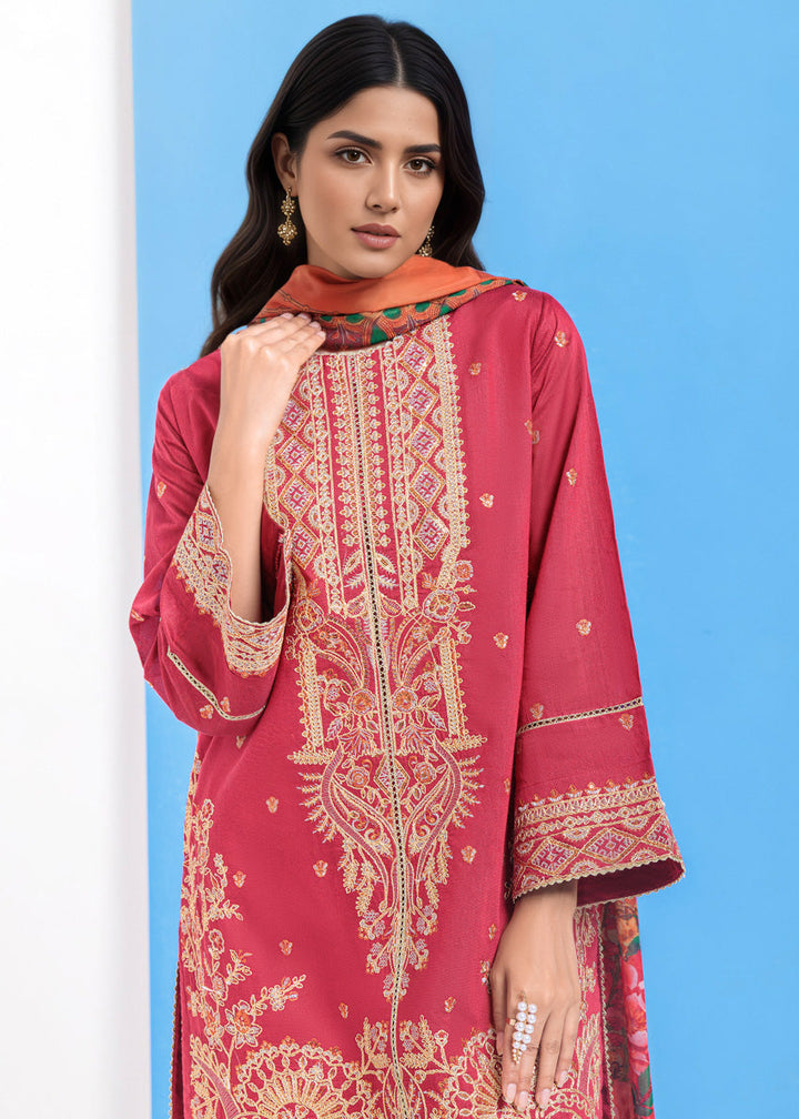 Red-Cotton Silk-3 Piece (WPS25FE3052) - Salai - Salai 