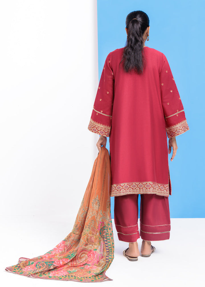 Red-Cotton Silk-3 Piece (WPS25FE3052) - Salai - Salai 
