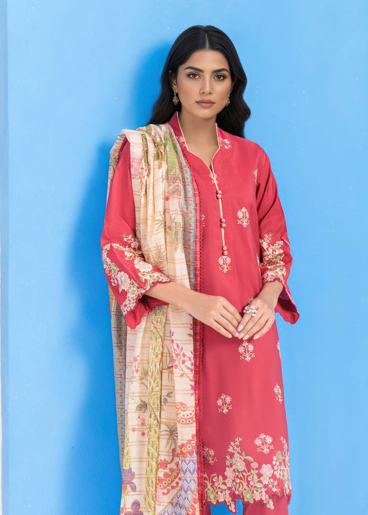 Red-Cotton Silk-3 Piece (WPS25SE3019) - Salai - Salai 