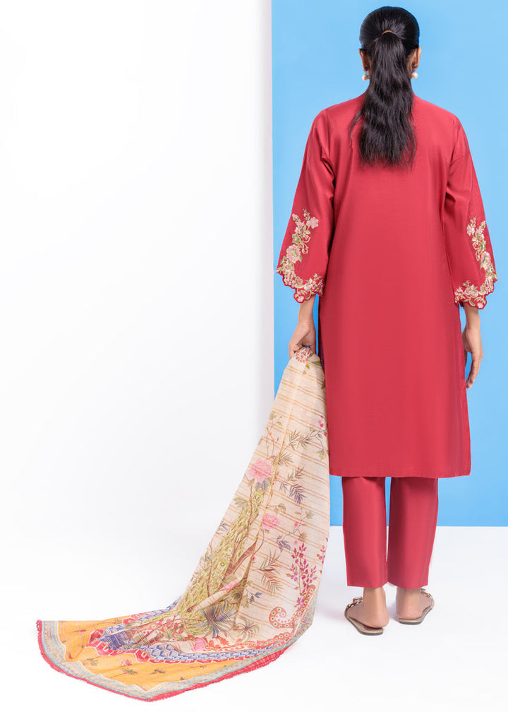 Red-Cotton Silk-3 Piece (WPS25SE3019) - Salai - Salai 