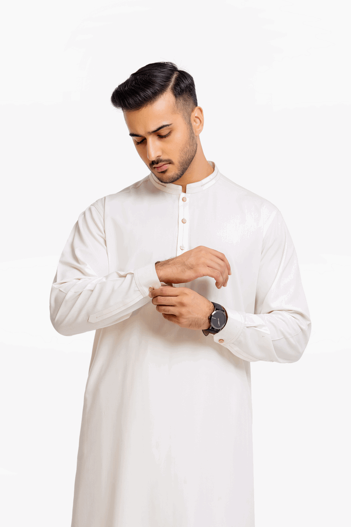 Men Kurta Shalwar Tailored EMTSW24-99364 - Salai - Edenrobe 