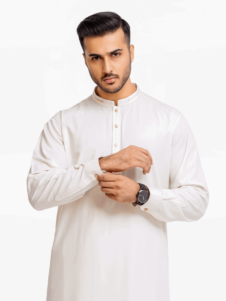 Men Kurta Shalwar Tailored EMTSW24-99364 - Salai - Edenrobe 