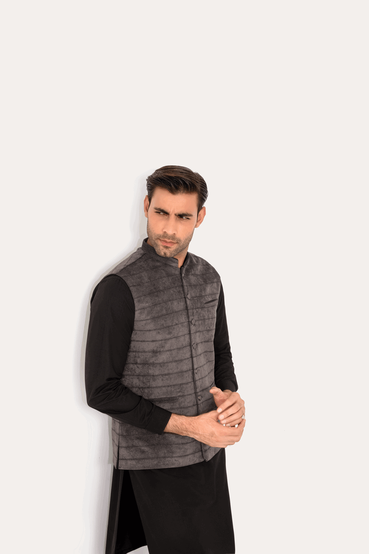 Men Waist Coat EMTWC24-35891 - Salai - Edenrobe 