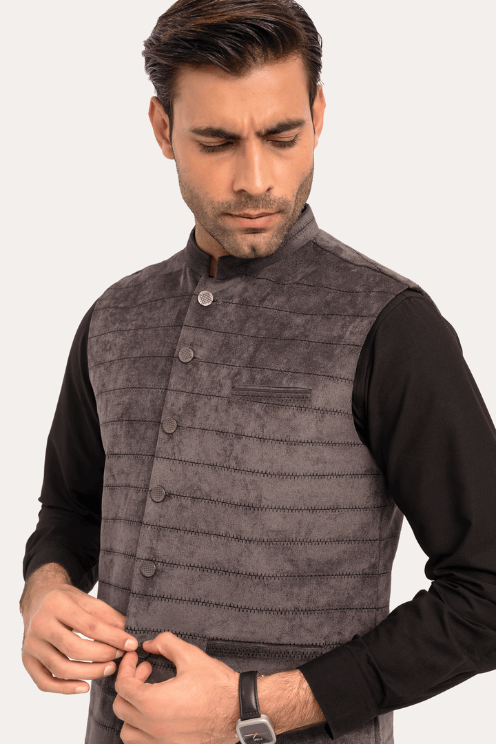 Men Waist Coat EMTWC24-35891 - Salai - Edenrobe 