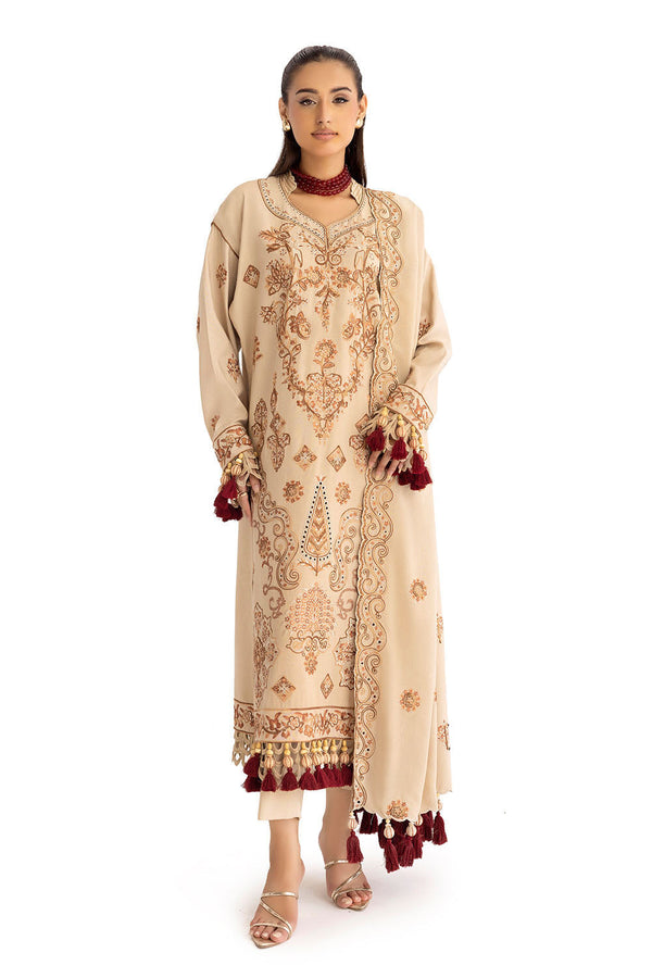 Gul Ahmed Stitched 3 Piece Karandi AY-52004 J(45) - Salai - Gul Ahmed RTW Winter 2025 