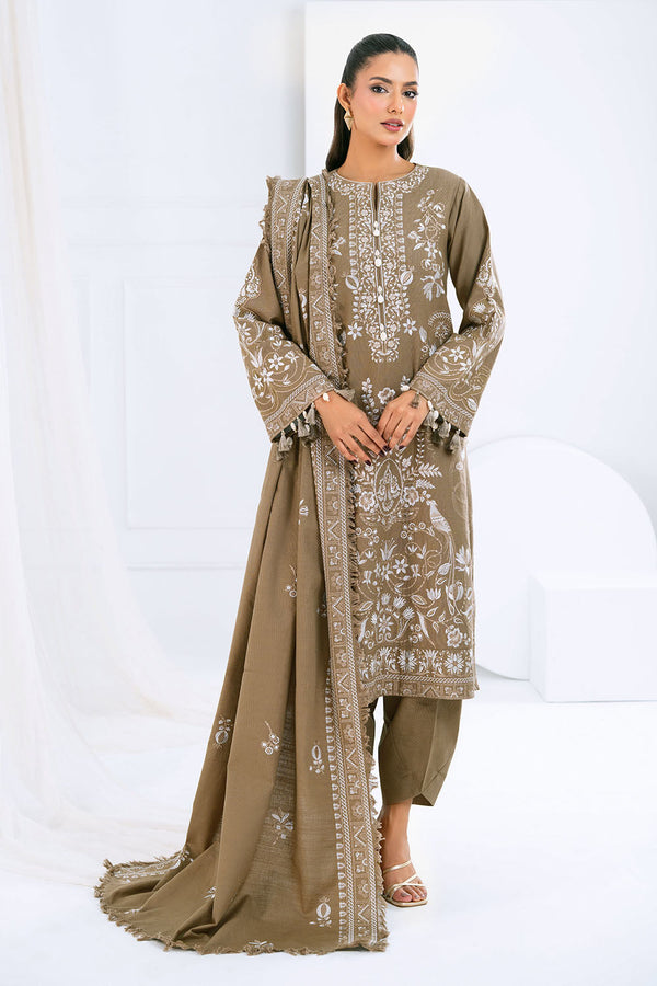 Gul Ahmed Stitched Khaddar 3 Piece K#52015 J(43) - Salai - Gul Ahmed RTW Winter 2025 