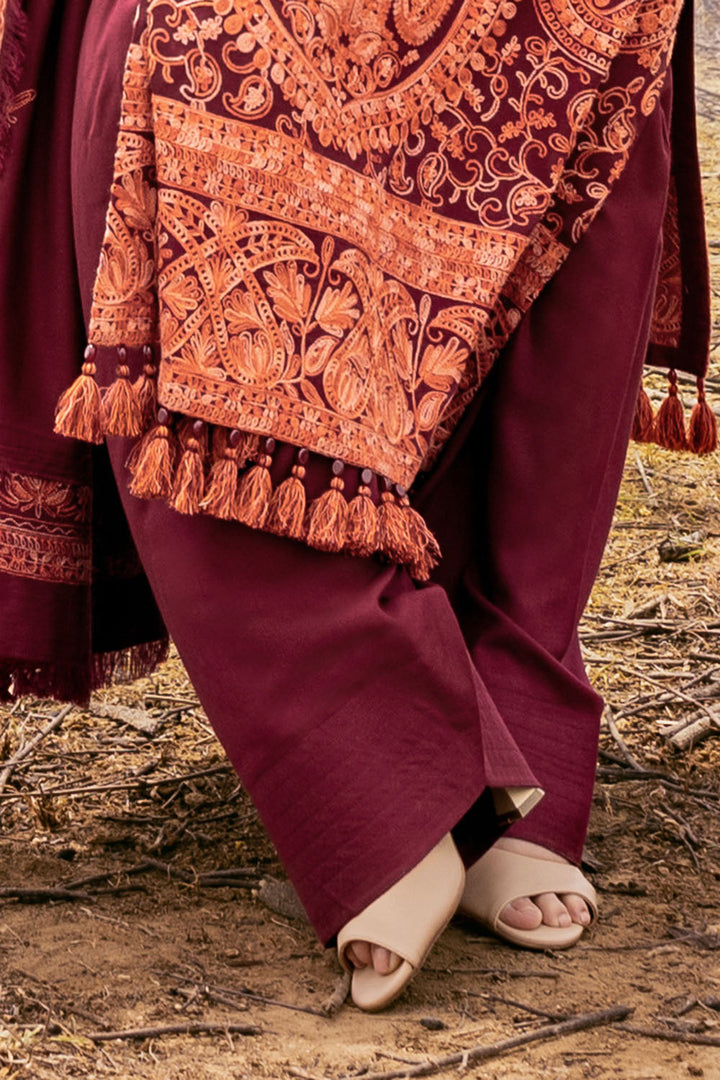 Gul Ahmed Stitched 3 Piece Pashmina AP-52011 J(61&62) - Salai - Gul Ahmed RTW Winter 2025 