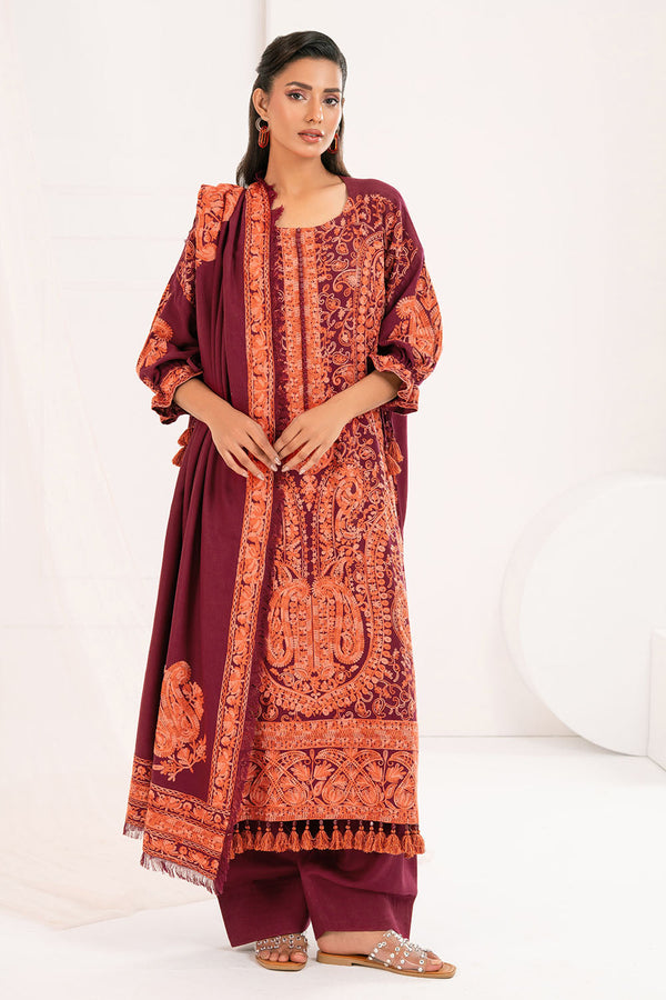 Gul Ahmed Stitched 3 Piece Pashmina AP-52011 J(61&62) - Salai - Gul Ahmed RTW Winter 2025 