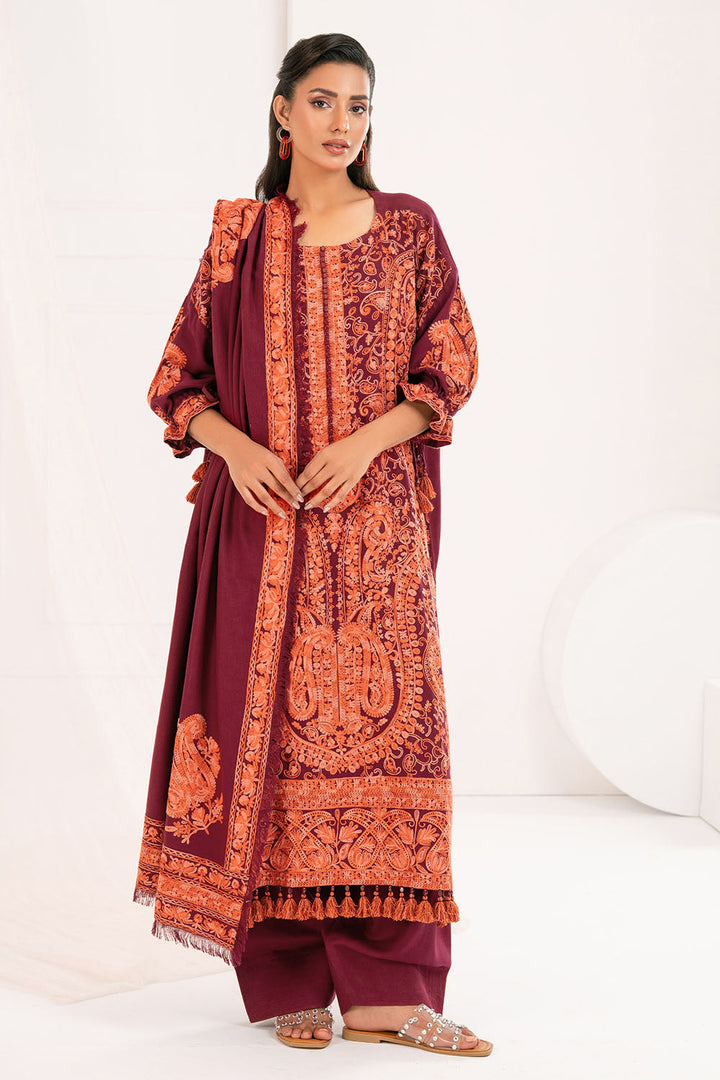 Gul Ahmed Stitched 3 Piece Pashmina AP-52011 J(61&62) - Salai - Gul Ahmed RTW Winter 2025 