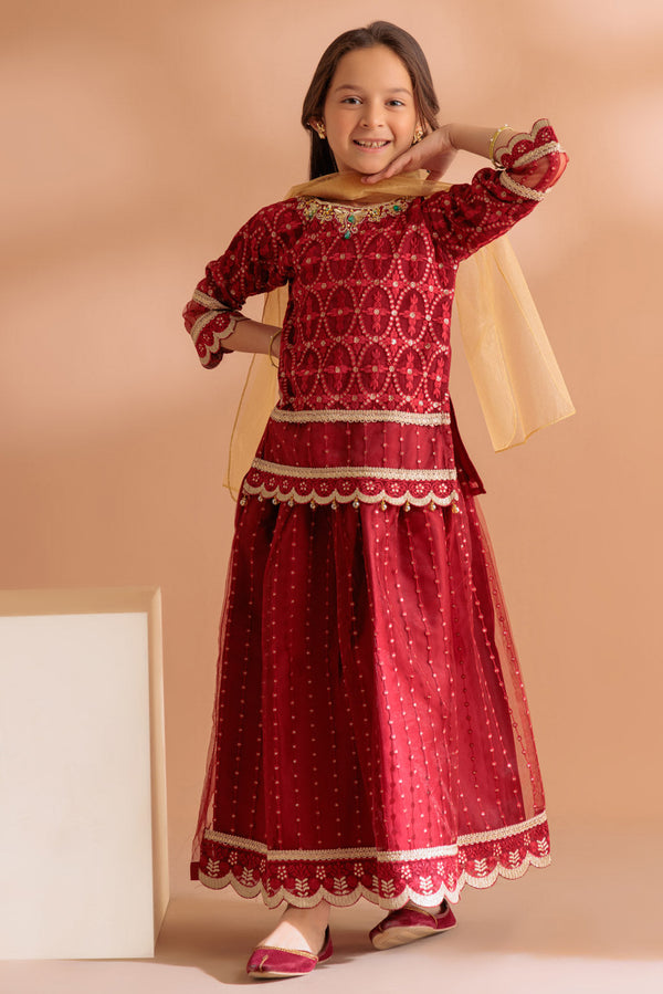 KIDS STITCHED SUIT BEF24-GSS233P148 - Salai - Bonanza Satrangi 