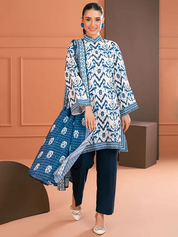 Gul Ahmed Stitched Linen 3 Piece LT#52014 J(49) - Salai - Gul Ahmed RTW Winter 2025 