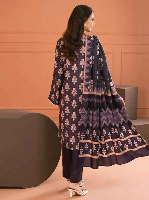 Gul Ahmed Stitched Linen 3 Piece LT#52020 J(51) - Salai - Gul Ahmed RTW Winter 2025 