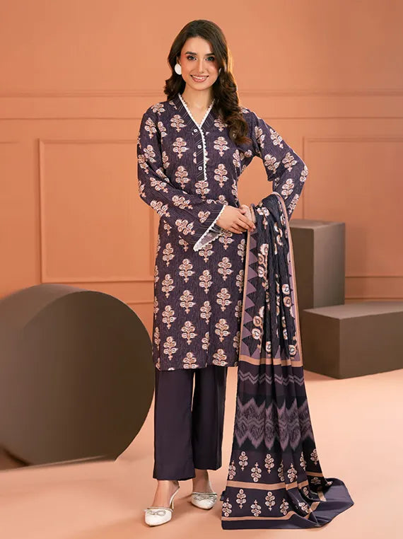 Gul Ahmed Stitched Linen 3 Piece LT#52020 J(51) - Salai - Gul Ahmed RTW Winter 2025 