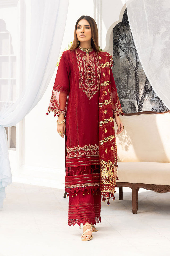 RED-CAMBRIC-SUIT 3-PIECE (HV2C223P07).   US-2 - RED / HV2C223P07 - Salai - Bonanza 