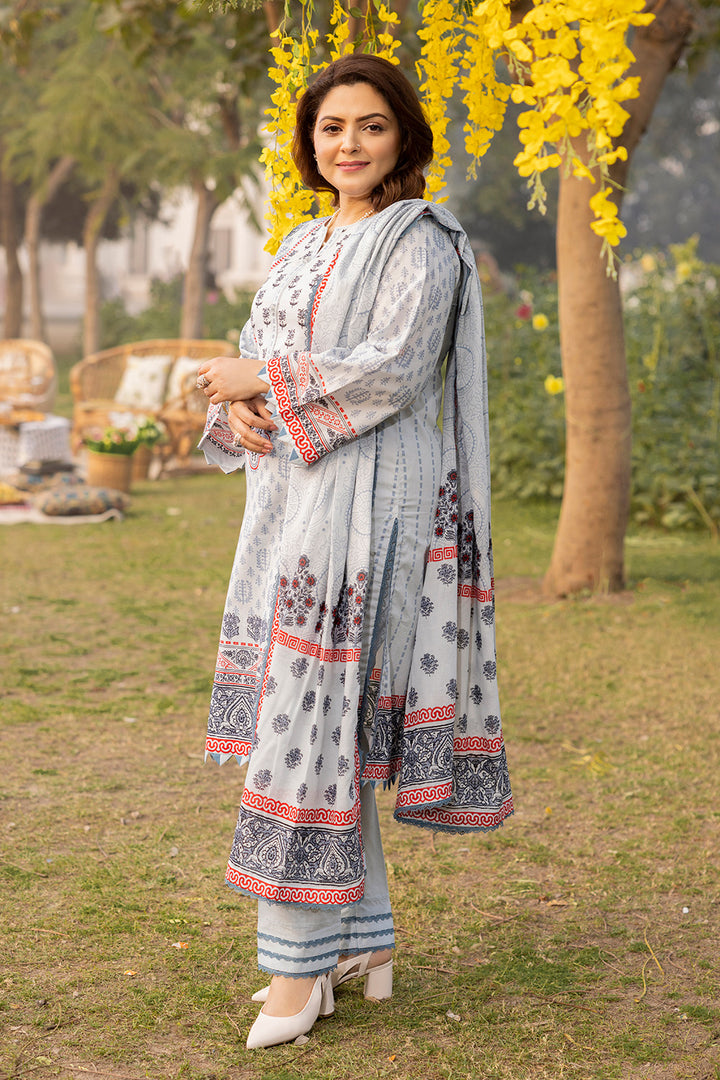 Gul Ahmed Stitched Lawn 2024 3 Piece CL-42138A - Salai - Salai 