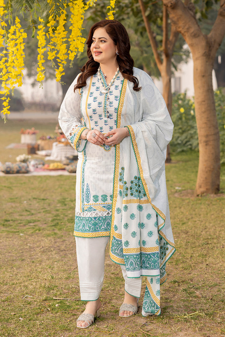 Gul Ahmed Stitched Lawn 2024 3 Piece CL-42138B - Salai - Salai 