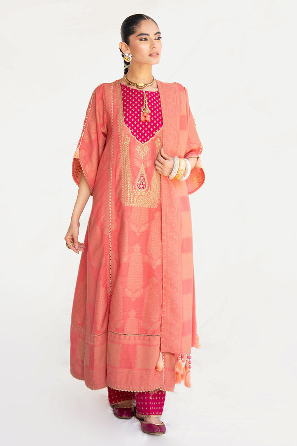 Gul Ahmed Stitched Jacquard 3 Piece MJ#52025 J(45&44) - Salai - Gul Ahmed RTW Winter 2025 