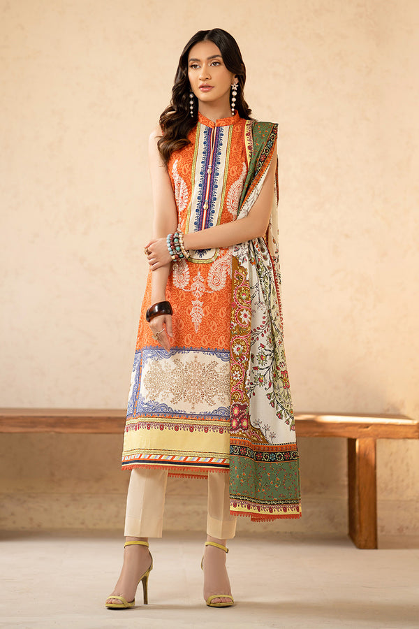 Gul Ahmed Stitched Lawn 2024 3 Piece CL-42092 - Salai - Salai 