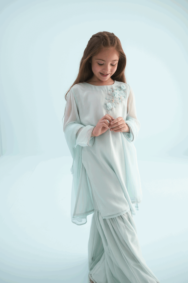 Girls Stitched Festive 3 Piece AC39 - Salai - Salai 