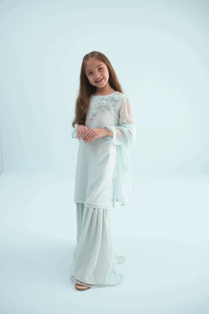 Girls Stitched Festive 3 Piece AC39 - Salai - Salai 