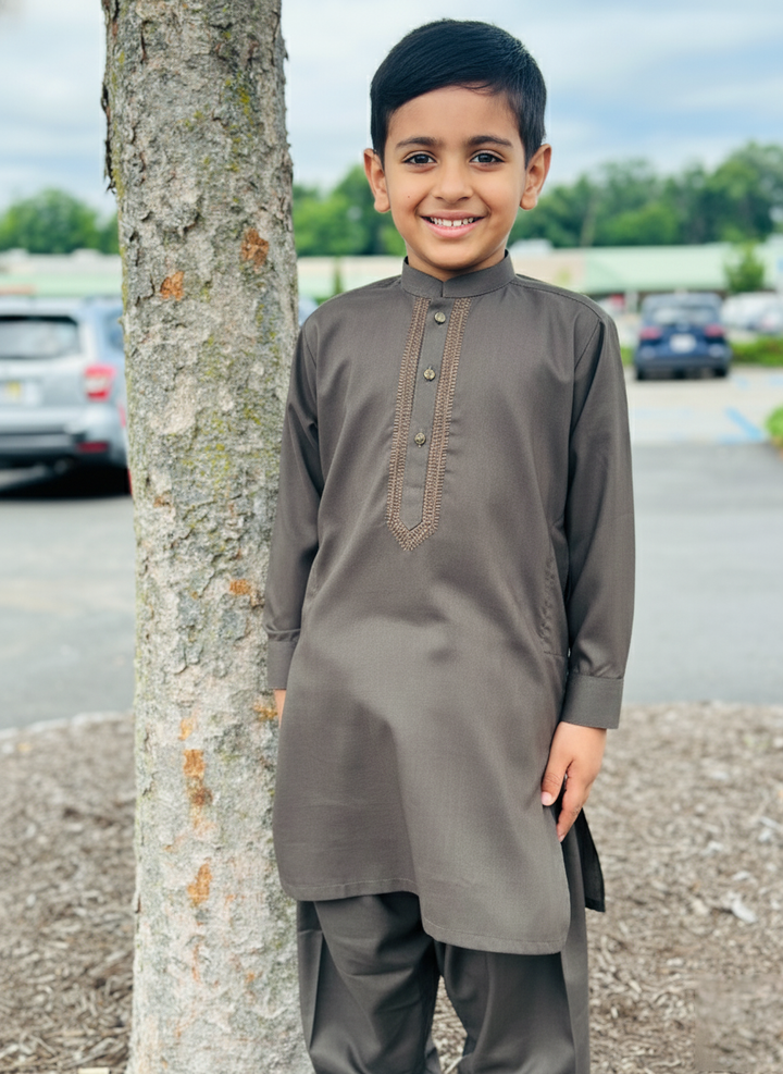ALGEA-BOYS KURTA SHALWAR (BKSS-052) - Salai - Salai 