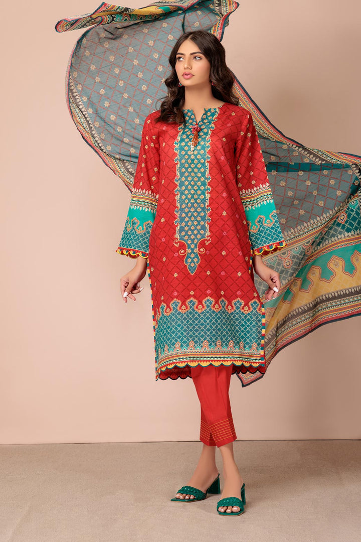 Bonanza Satrangi Stitched Ladies 3 Piece SAS233P98-WZ23 - Salai - Bonanza Satrangi 