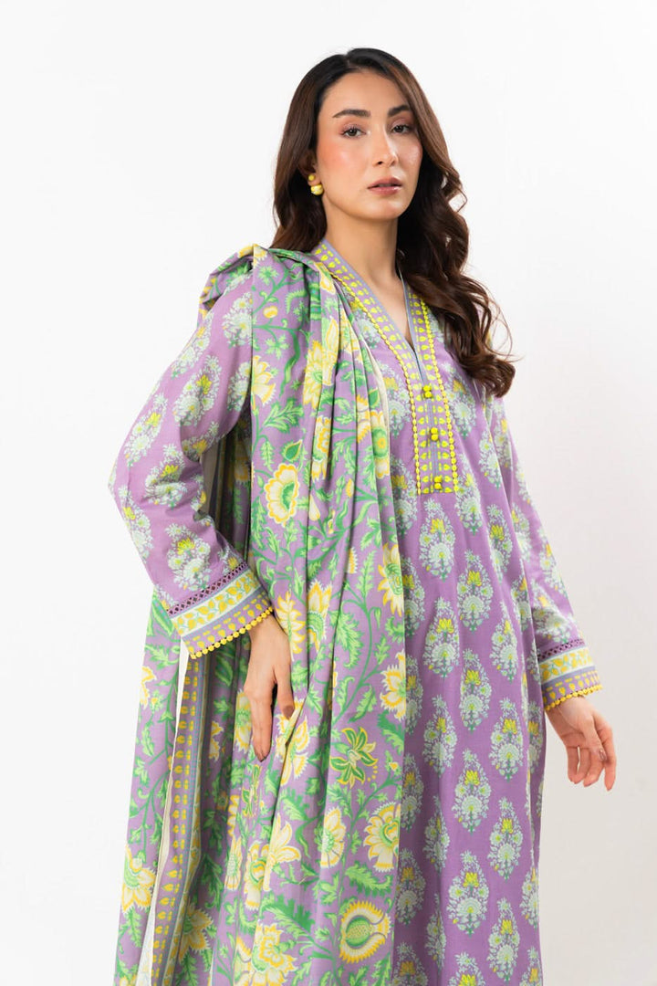 Al Karam Stitched 3 Piece SS-76-1-25-2-Purple J(42) - Salai - Anyday Al Karam Summer 2025 