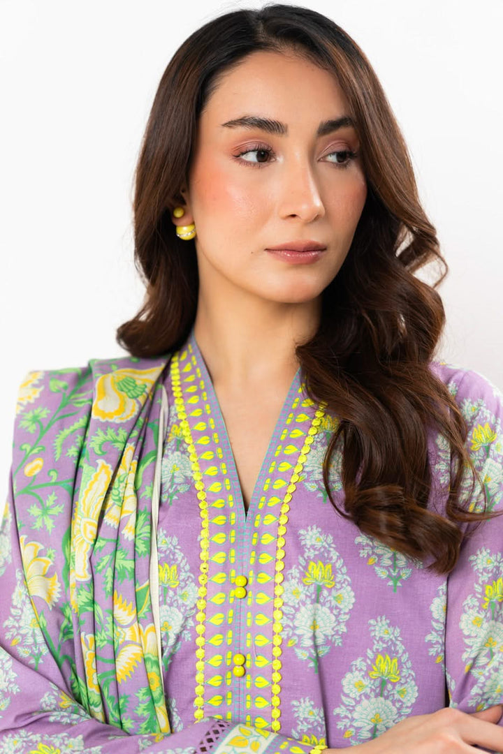 Al Karam Stitched 3 Piece SS-76-1-25-2-Purple J(42) - Salai - Anyday Al Karam Summer 2025 