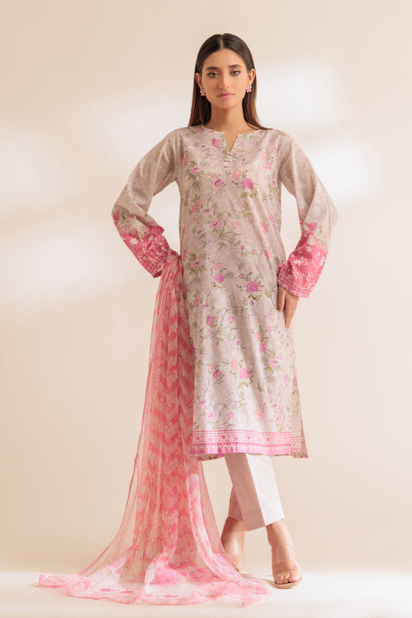 Bonanza Satrangi Ladies Stitched 3 Piece  SS2243P101 RX24 - Salai - Bonanza Satrangi 