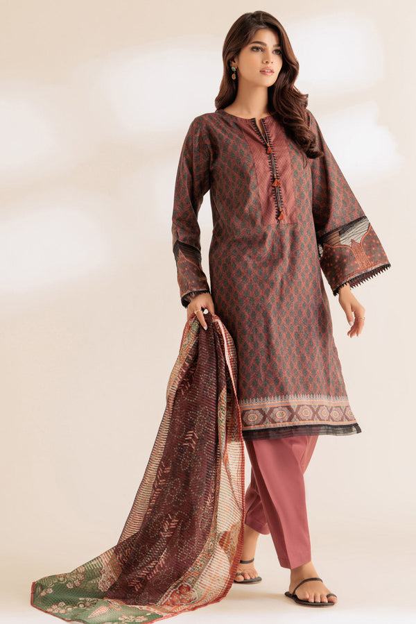 Bonanza Satrangi Ladies Stitched 3 Piece  SS2243P64 RX24 - Salai - Bonanza Satrangi 