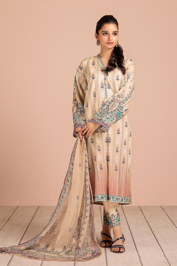 LADIES UN-STITCHED LAWN SUIT BEF24-SSR233P30 - Salai - Bonanza Satrangi 