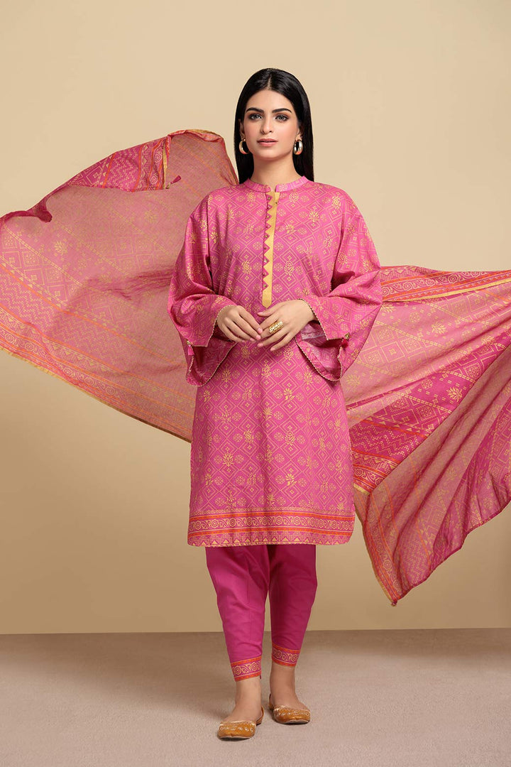 Bonanza Satrangi Stitched Ladies 3 Piece BSSS233P03-WZ23 - Salai - Bonanza Satrangi 