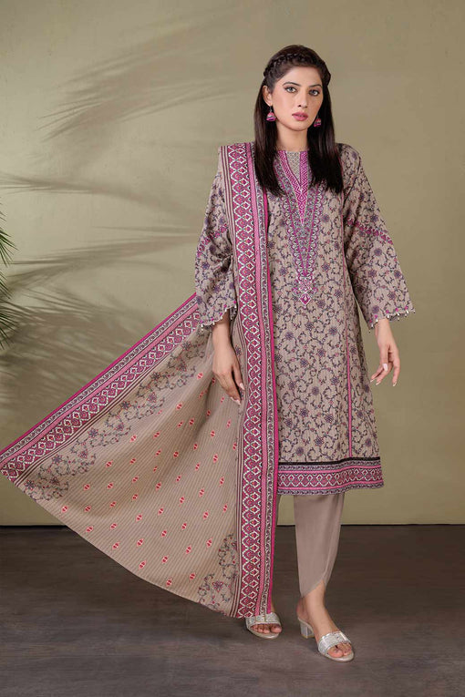 LADIES UN-STITCHED LAWN SUITS SWT223P26 UX23 - Salai - Bonanza Satrangi 