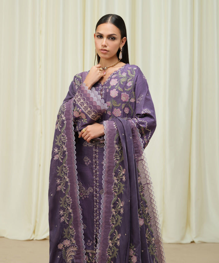 Sapphire Stitched 3 Piece RAW SILK LX25V6-40 - Salai - Sapphire RTW Winter 2025 